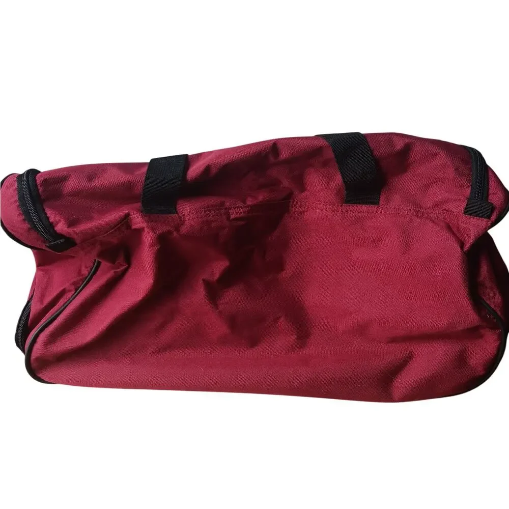 NWT Protocol Red Canvas Duffle Bag 2-Wheels Telescope Handle Removable Strap